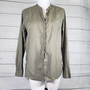 Yerse womens small button up olive polka dot small